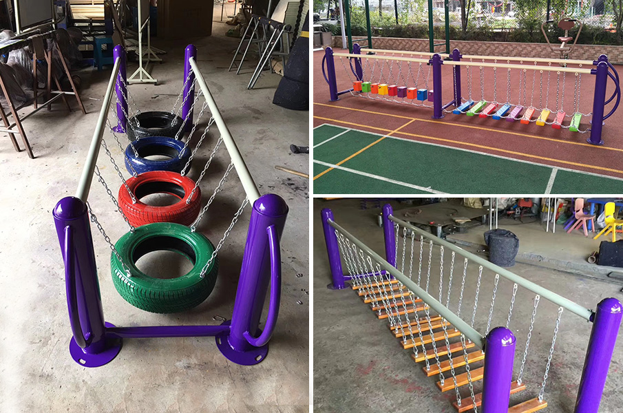 幼兒園輪胎、木板蕩橋平衡感統(tǒng)玩具