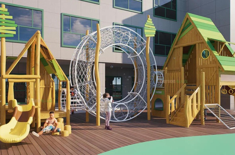 幼兒園戶外原木滑梯